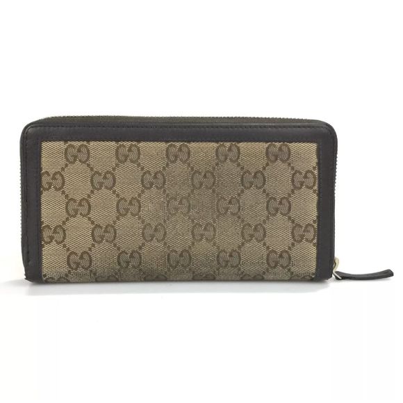 GUCCI WALLET ROUND ZIP GG Canvas Leather Brown 308012 0416 Authentic - Picture 5 of 12